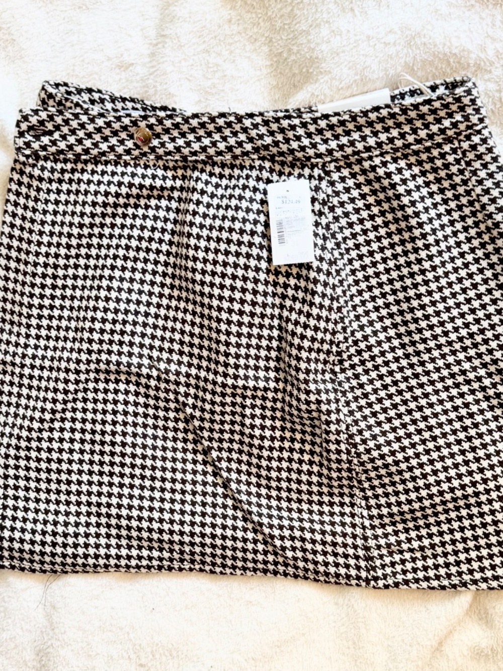 DL 1961 Andi Wrap Miniskirt in Houndstooth, Size 31, 100% Cotton, NWT